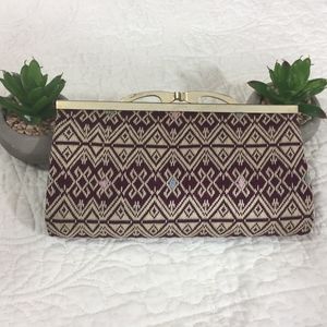 Vintage Maroon Ivory Snap Clasp Clutch